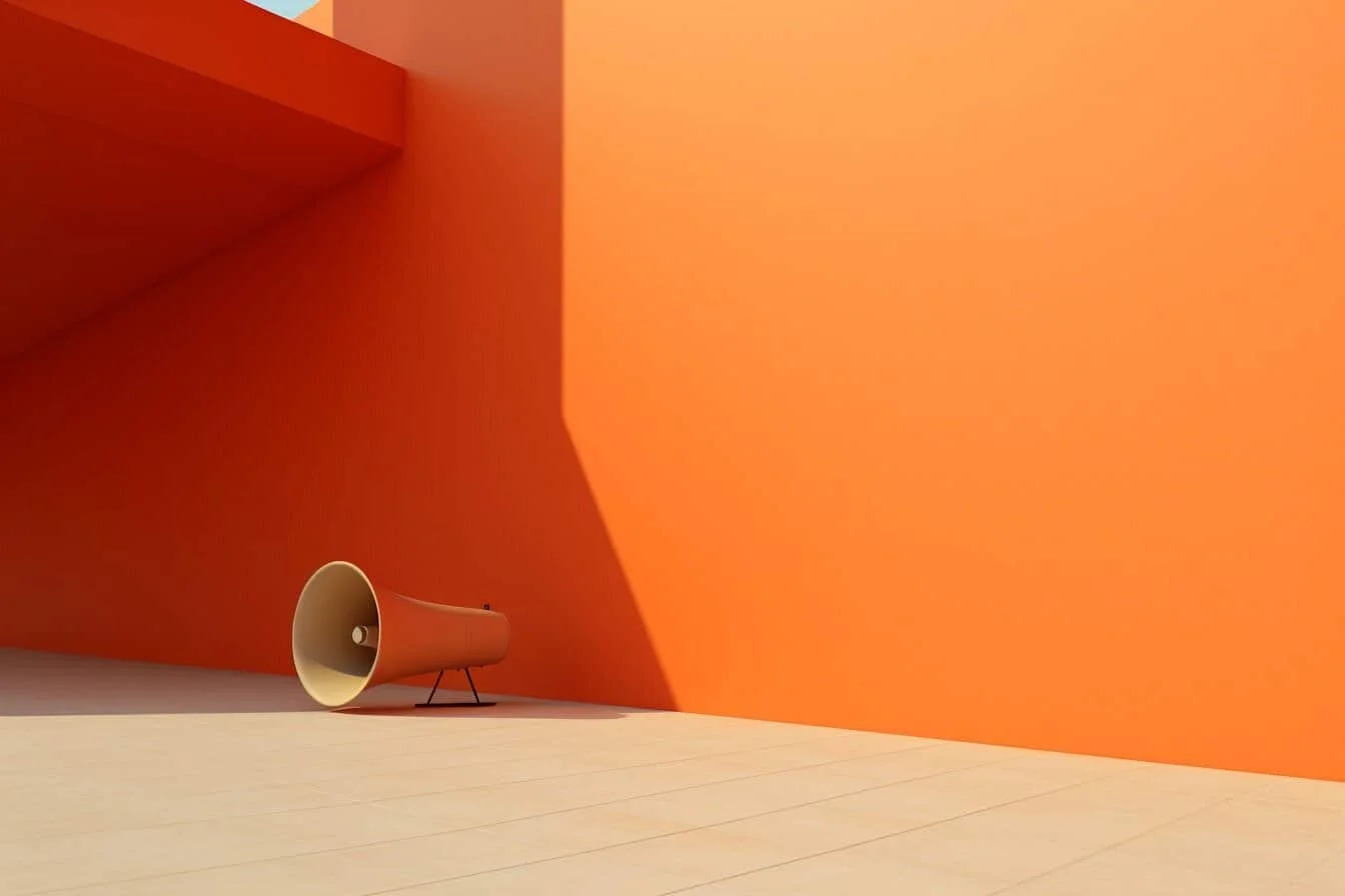 Judith Fetzer sur fond orange, page contact
